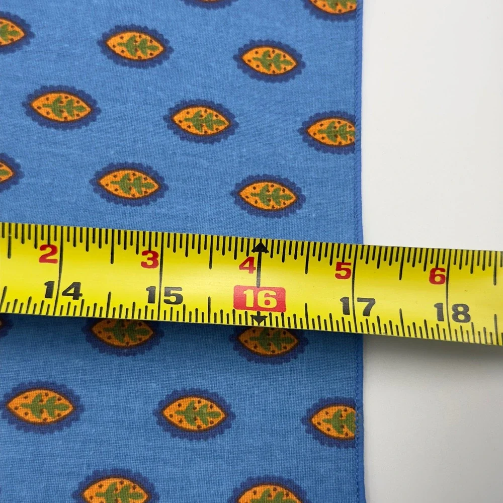Set of 4 Made in France Blue Cotton Napkins Provencal Leaf Medallion 17x17